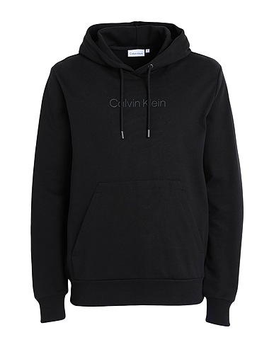 CALVIN KLEIN Hooded track jacket  Black 70% Cotton, 30% Recycled cotton