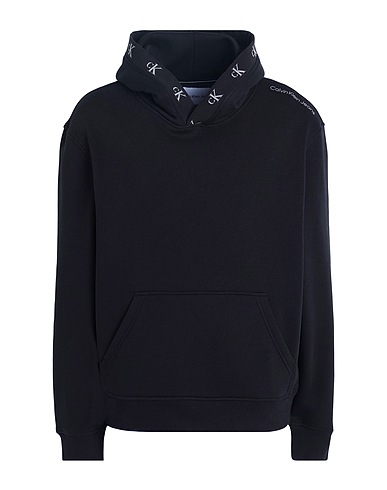CALVIN KLEIN JEANS Hooded track jacket  Black 73% Cotton, 27% Polyester