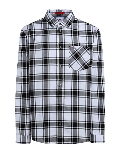 TOMMY JEANS Kariertes Hemd Weiß 65% Polyester, 35% Viskose