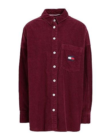 TOMMY JEANS Shirts Burgundy 100% Cotton