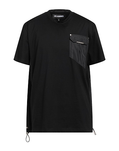 LES HOMMES T-shirt Black 100% Cotton, Polyester