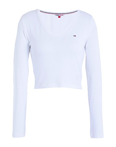 TOMMY JEANS Crop top Bianco 95% Cotone, 5% Elastan