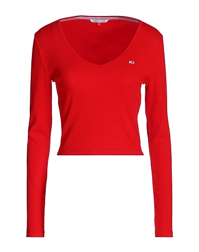 TOMMY JEANS Crop top Red 95% Cotton, 5% Elastane