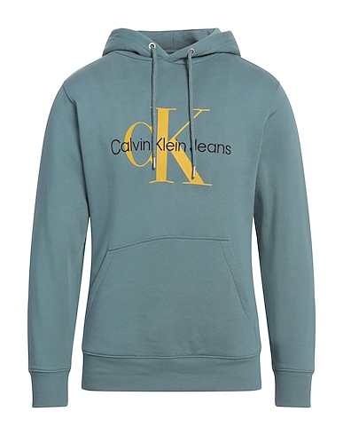 CALVIN KLEIN JEANS Hooded track jacket  Deep teal 100% Cotton