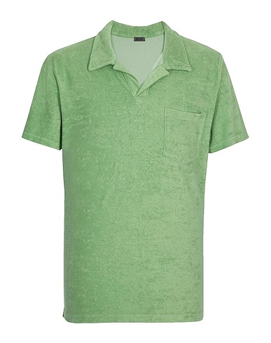 8 by YOOX Polo shirt COTTON-BLEND TERRY S/SLEEVE POLO Light green 85% Cotton, 15% Polyester