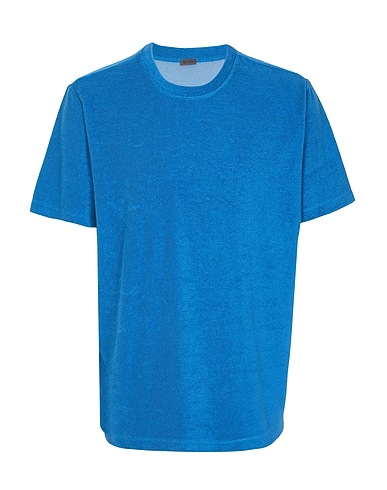 8 by YOOX T-shirt COTTON-BLEND TERRY T-SHIRT Blu 85% Cotone, 15% Poliestere