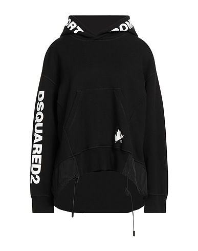 DSQUARED2 Hooded sweatshirt Black 100% Cotton, Elastane, Polyester