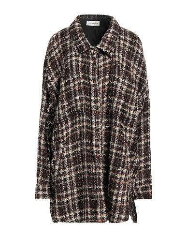 FAITH CONNEXION Checked shirt Dark brown 49% Synthetic fibers, 26% Mohair wool, 15% Wool, 10% Cotton