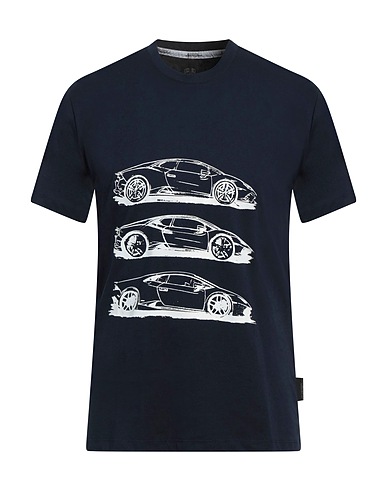 AUTOMOBILI LAMBORGHINI T-shirt Bleu nuit 100% Coton, Élasthanne