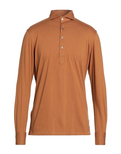 LARDINI Polo shirt Camel 85% Cotton, 15% Cashmere