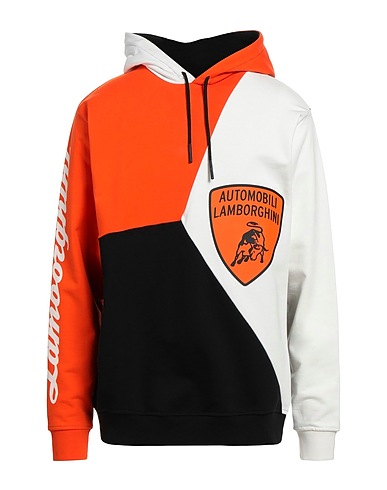 AUTOMOBILI LAMBORGHINI Hooded sweatshirt Orange 100% Cotton, Elastane