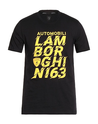 AUTOMOBILI LAMBORGHINI Basic T-Shirt Black 100% Cotton, Elastane