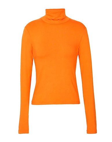 8 by YOOX Basic T-Shirt VISCOSE ROLL-NECK L/SLEEVE TOP
 Orange 95% Viscose, 5% Elastane