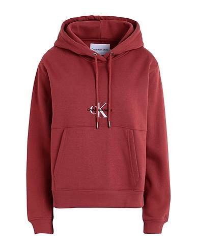 CALVIN KLEIN JEANS Hooded track jacket  Brick red 59% Cotton, 41% Polyester
