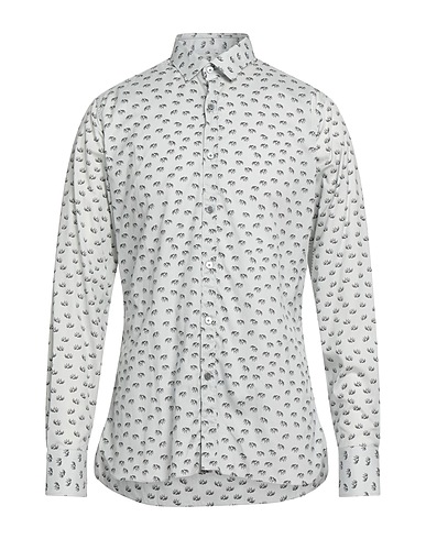 LANVIN Patterned shirt Light grey 100% Cotton