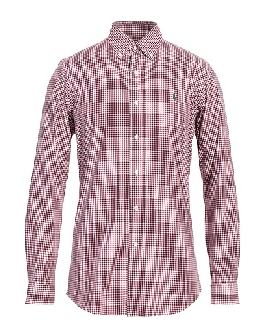 POLO RALPH LAUREN Checked shirt Burgundy 91% Cotton, 9% Elastane