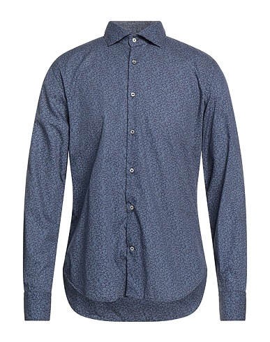 BROOKSFIELD Patterned shirt Midnight blue 100% Cotton