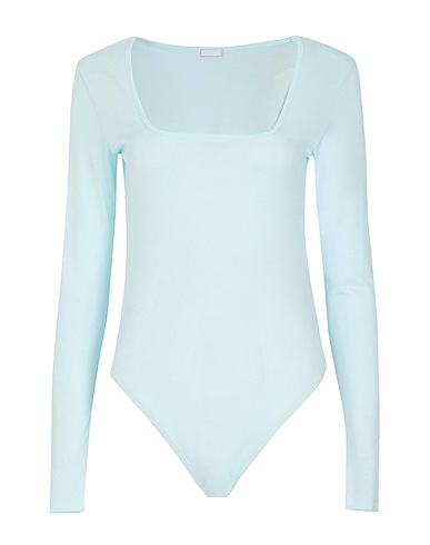 8 by YOOX TOPWEAR JERSEY L/SLEEVE SQUARE NECK BRIEF BODYSUIT
 Turchese 100% Lyocell