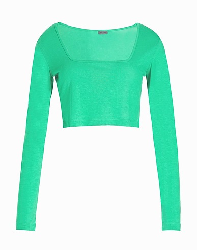 8 by YOOX Crop top JERSEY SQUARE NECK CROP TOP
 Green 100% Lyocell