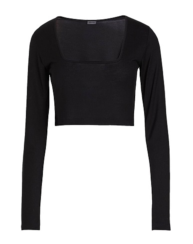 8 by YOOX Crop top JERSEY SQUARE NECK CROP TOP
 Nero 100% Lyocell