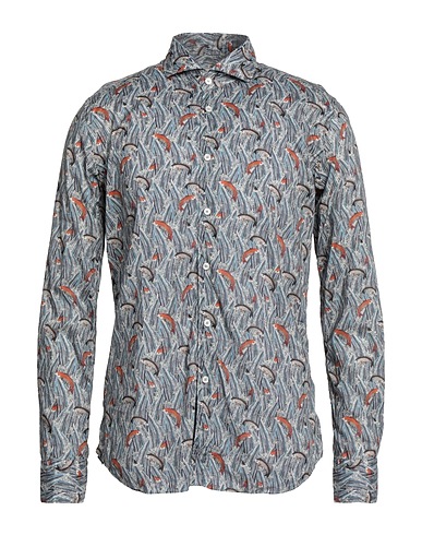 XACUS Patterned shirt Slate blue 100% Cotton