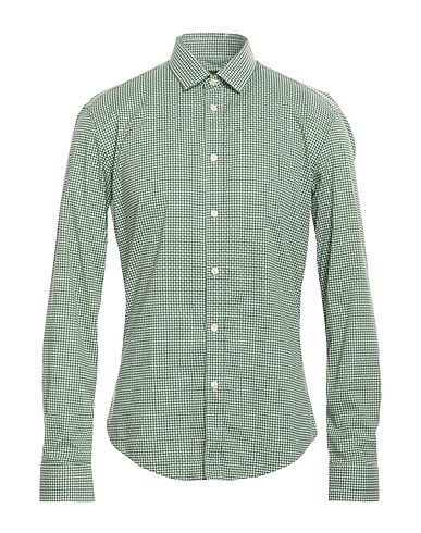 BRIAN DALES Patterned shirt Green 97% Cotton, 3% Elastane