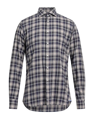 XACUS Camicia a quadri Grigio 100% Cotone