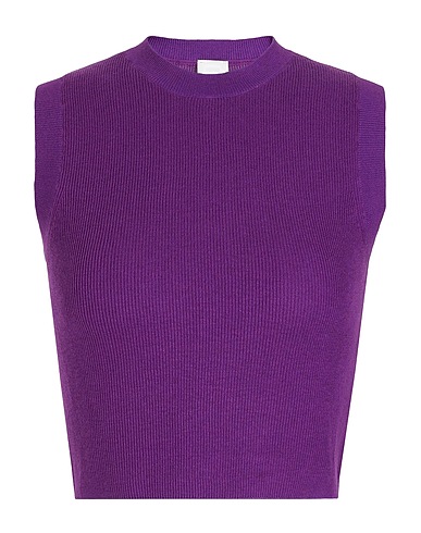 8 by YOOX Crop top RIBBED KNIT CROPPED TANK TOP
 Plum 70% Organic cotton, 20% Polyamide, 10% Silk