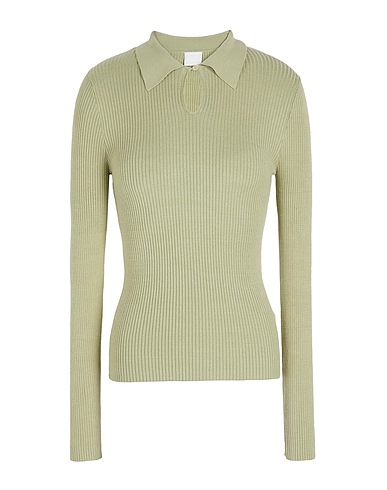 8 by YOOX Jumper KNIT DROP CUT-OUT TOP Sage green 80% Viscose, 20% Recycled polyamide