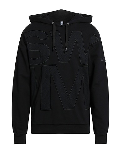 MOSCHINO Hooded track jacket  SWIM Black 100% Cotton, Elastane, Polyester