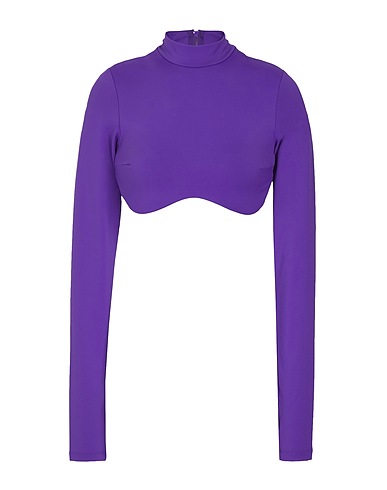 8 by YOOX Crop top RECYCLED POLY MOCK-NECK CROP TOP
 Viola scuro 80% Poliestere riciclato, 20% Elastan
