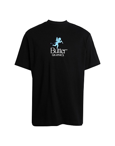 BUTTER GOODS Basic T-shirt PIXIE LOGO TEE
 Black 100% Cotton