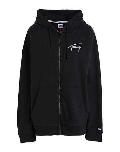 TOMMY JEANS Hooded track jacket  Black 87% Cotton, 13% Polyester