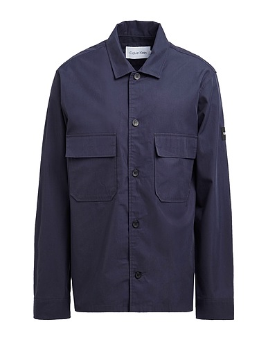 CALVIN KLEIN Camicia tinta unita Blu navy 71% Cotone, 29% Nylon