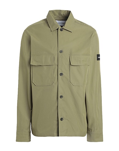CALVIN KLEIN Chemise de couleur unie Vert militaire 71% Coton, 29% Nylon
