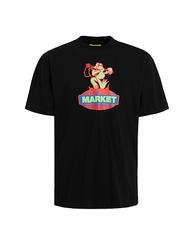 MARKET Basic T-Shirt GONE CAMPING T-SHIRT
 Black 100% Cotton