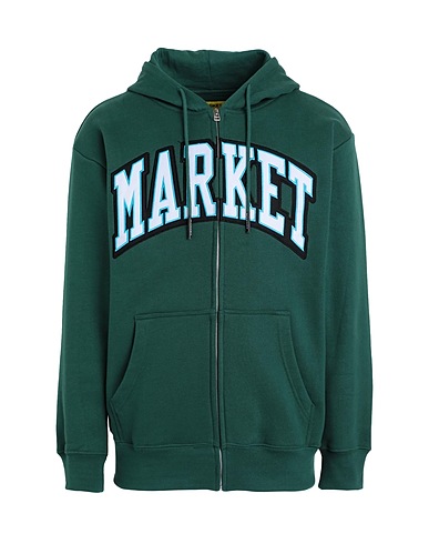 MARKET Felpa MARKET ARC ZIP-UP HOODIE
 Verde scuro 100% Cotone