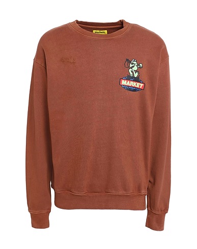 MARKET Activewear GONE CAMPING WASHED CREWNECK SWEATSHIRT
 Brown 100% Cotton