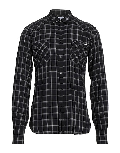 AGLINI Checked shirt Black 100% Lyocell