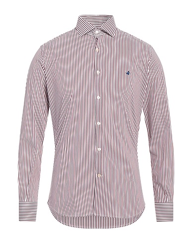 BROOKSFIELD Patterned shirt Burgundy 75% Cotton, 22% Polyamide, 3% Elastane