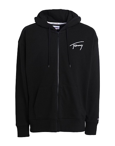 TOMMY JEANS Hooded track jacket  Black 87% Cotton, 13% Polyester
