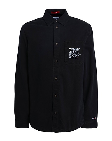 TOMMY JEANS Denim shirt Black 100% Cotton