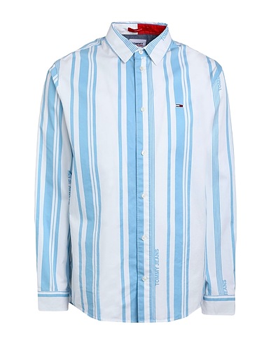 TOMMY JEANS Gestreiftes Hemd Himmelblau 100% Organische Baumwolle