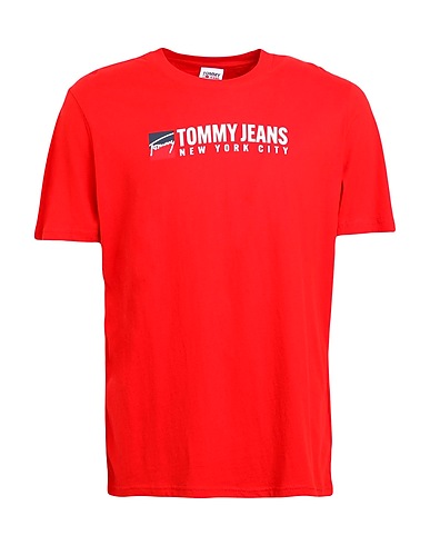 TOMMY JEANS T-shirt Rosso 100% Cotone