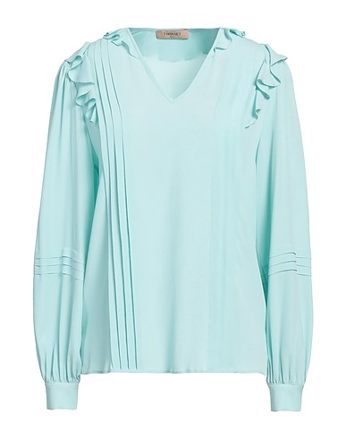 TWINSET Top Turquoise 66% Viscose, 34% Silk, Mother-of-pearl