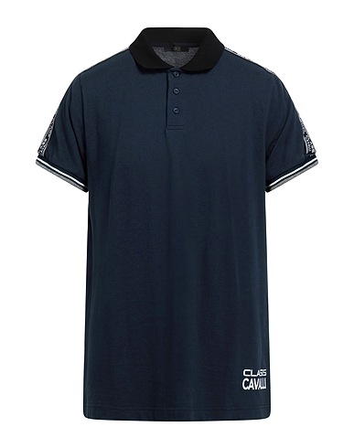 CAVALLI CLASS Polo shirt Midnight blue 100% Cotton