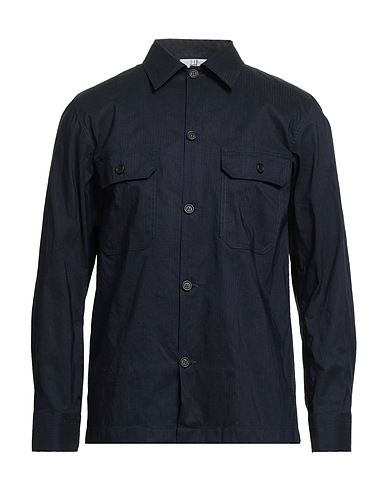 DUNHILL Solid colour shirt Midnight blue 75% Cotton, 25% Nylon
