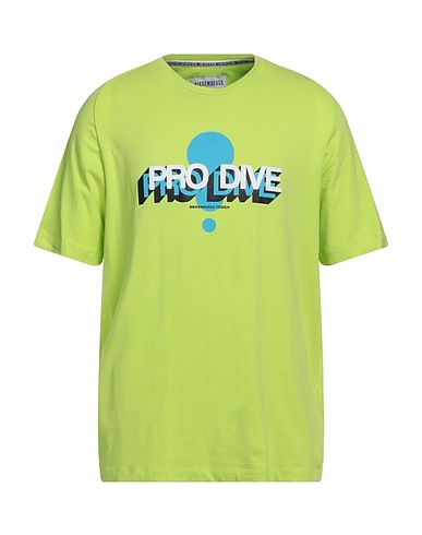 BIKKEMBERGS Basic T-Shirt Lime green 92% Cotton, 8% Elastane