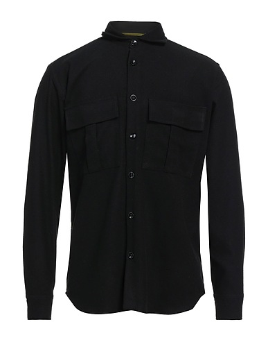 OUT/FIT Solid colour shirt Black 74% Polyester, 25% Viscose, 1% Elastane