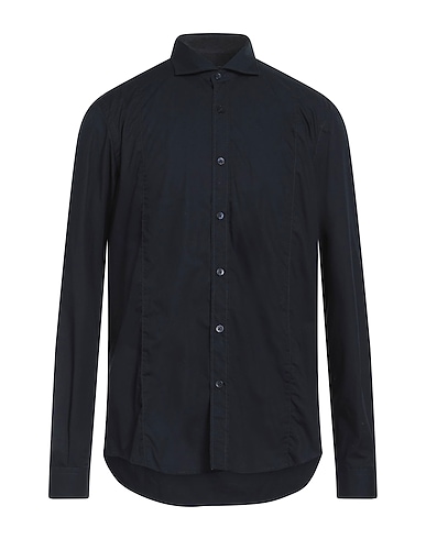 LIU •JO MAN Camicia tinta unita Blu notte 100% Cotone